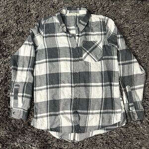 Vanilla Star Black and White Plaid Button Down Shirt